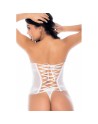 Ensemble 4 pièces blanc, bustier, string et 2 jarretières 