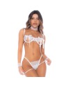Ensemble 4 pièces en dentelle à cils blanche 