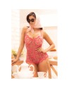 Combishort en dentelle transparente couleur cerise 