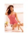 Combishort en dentelle transparente couleur cerise 