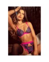 Ensemble lingerie 3 pièces bleu et rose brodé avec sequins – Mapalé
