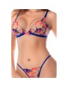 Ensemble lingerie bleu et rose brodé avec lignes épurées – Mapalé