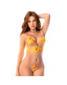 Ensemble lingerie rose et jaune avec soutien-gorge longline brodé – Mapalé