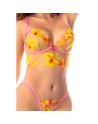 Ensemble lingerie rose et jaune avec soutien-gorge longline brodé – Mapalé