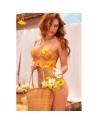 Ensemble lingerie rose et jaune avec soutien-gorge longline brodé – Mapalé