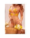 Ensemble lingerie rose et jaune avec soutien-gorge longline brodé – Mapalé