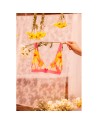 Ensemble lingerie rose et jaune en maille transparente brodée – Mapalé