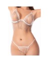 Ensemble lingerie blanc ouvert avec franges scintillantes – Mapalé