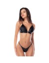 Ensemble lingerie 4 pièces noir effet wetlook – Mapalé