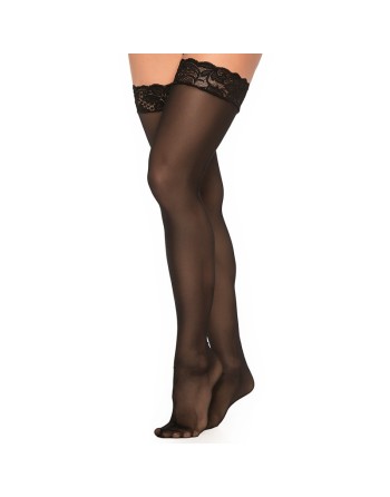 Bas nylon noirs autofixants jarretières dentelle 