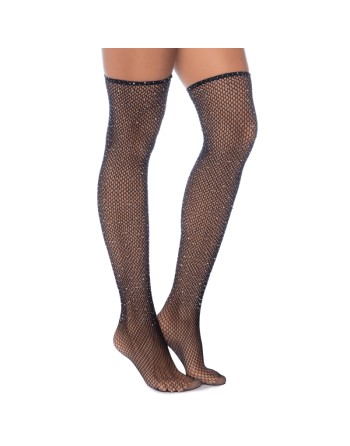 Bas résille noire avec strass 
