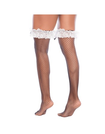 Bas résille noirs style soubrette mi‑cuisse - Mapalé