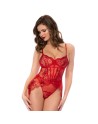 Body en maille brodée rouge 