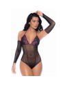 Body noir et violet et mitaines amovibles 