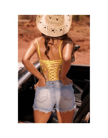 Body string jaune brodé 