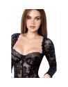 Body sexy manches longues en dentelle gothique et détails effet cuir 