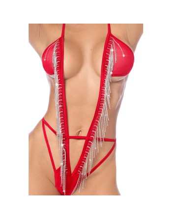 Body plongeant à franges strass 