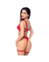 Body sexy en similicuir avec porte-jarretelles 