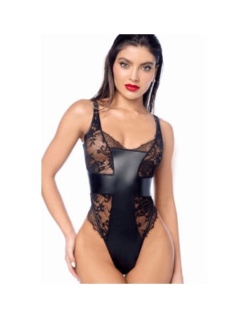 Body sexy noir dentelle  similicuir 