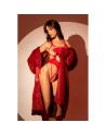 Body en résille rouge, seins nus avec gants assortis - Mapalé