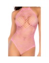 Body rose en résille à motif cœur - Mapalé