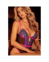 Body bleu et rose en maille transparente brodée avec sequins – Mapalé