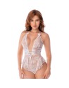 Body blanc en dentelle avec dos ouvert et encolure halter – Mapalé