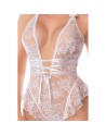 Body blanc en dentelle avec dos ouvert et encolure halter – Mapalé