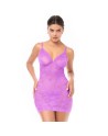 Babydoll dentelle extensible violette et string 