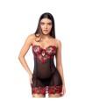 Babydoll sexy à armatures Mapalé broderie roses et string 