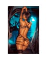 Babydoll noir en dentelle avec dos ouvert à sangles – Mapalé