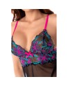 Babydoll noir en maille transparente avec sequins brodés – Mapalé