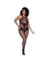Combinaison grande taille en résille noire 
