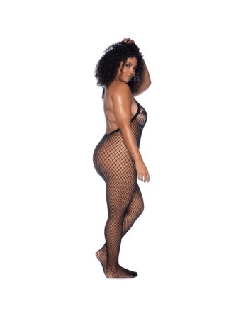 Combinaison grande taille en résille noire 