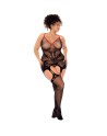Combinaison intégrale grande taille en résille noire à motif serpent - Mapalé