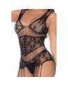 Combinaison noire en résille avec strass 