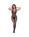 Combinaison en résille et dentelle noire et violette 