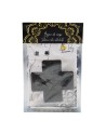 Paire de cache tétons adhésifs croix pailletée noir 