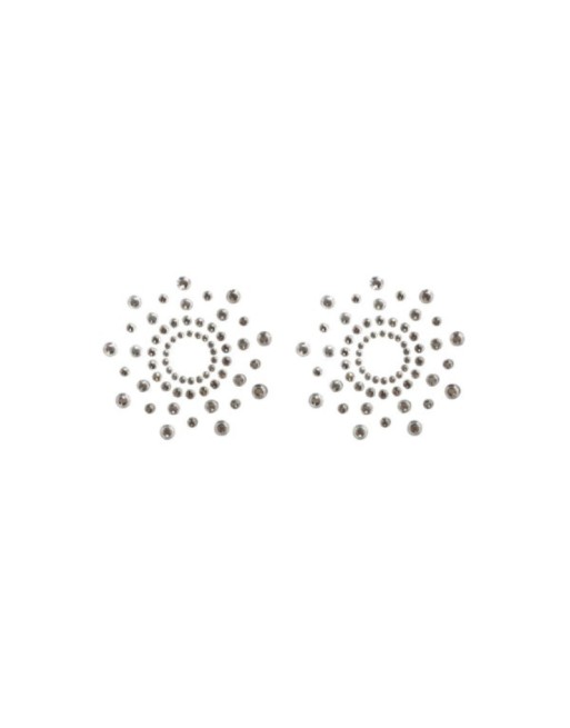 Paire de cache tétons adhésifs strass blanc 