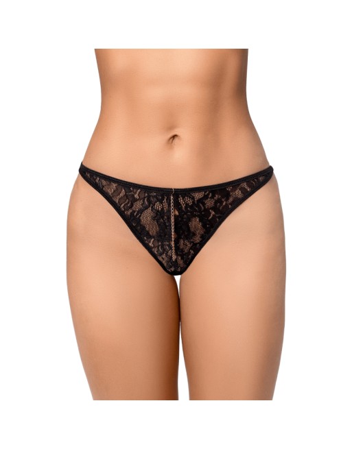 String sexy noir en dentelle avec chaînes 