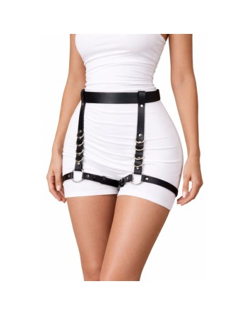 Harnais porte-jarretelles noir réglable en simili cuir