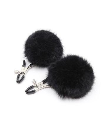 Pinces à seins avec pompoms noires 