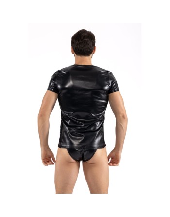 T-Shirt noir Black Desire en simili cuir 