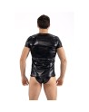 T-Shirt noir Black Desire en simili cuir 
