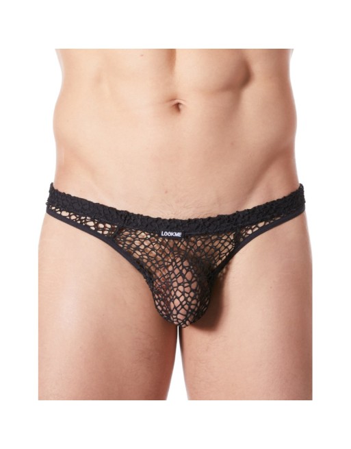 String noir sexy filet irrégulier fétichiste 