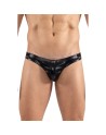 Slip noir Black Desire en simili cuir 