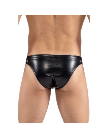 Slip noir Black Desire en simili cuir 