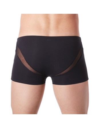 Boxer noir sexy avec fine résille en V