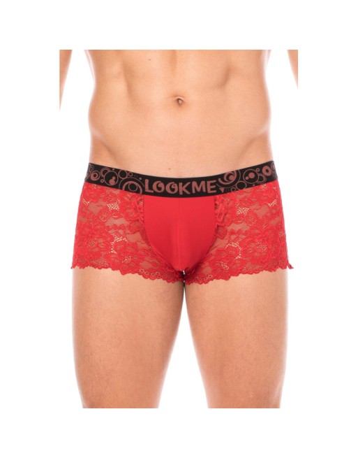 Boxer rouge en dentelle délicate 