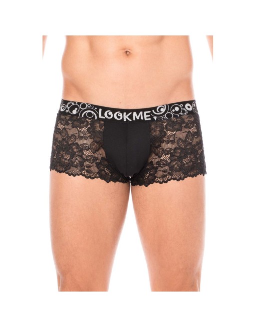 Boxer noir en dentelle délicate 